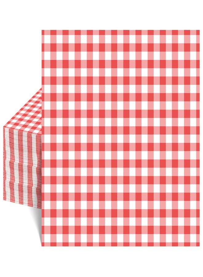 NatNarr 80 Pcs Red Gingham Napkins, 6.5X6.5 Inch Red and White Checkered Napkins Plaid Picnic Napkin Gingham Party Supplies for BBQ, Bar, Birthday - Image 1